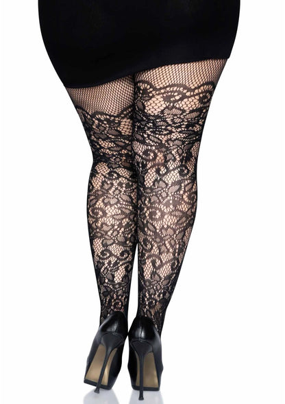 Bestel: Plus Floral Vine Net Pantyhose by Leg Avenue - bij Happytoys: de erotische sex webshop | liever Happy dan Easy ⭐⭐⭐⭐⭐
