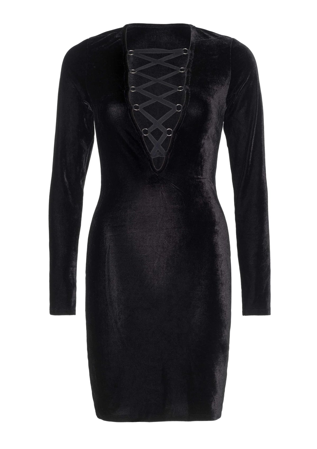Bestel: Velvet Long Sleeved Dress (Black L) by Leg Avenue - bij Happytoys: de erotische sex webshop | liever Happy dan Easy ⭐⭐⭐⭐⭐