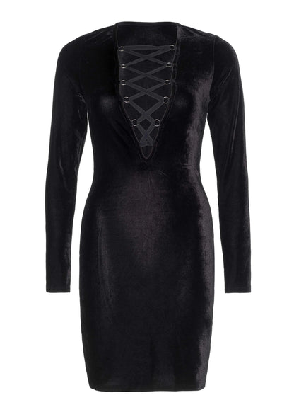 Bestel: Velvet Long Sleeved Dress (Black M) by Leg Avenue - bij Happytoys: de erotische sex webshop | liever Happy dan Easy ⭐⭐⭐⭐⭐