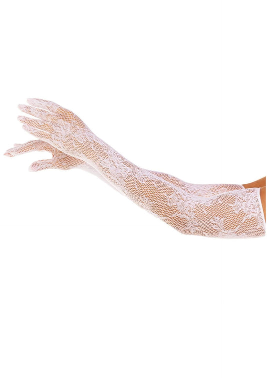Bestel: Opera Length Floral Net Gloves - bij Happytoys: de erotische sex webshop | liever Happy dan Easy ⭐⭐⭐⭐⭐ - Default Title - 82109 - WHITE - O/S