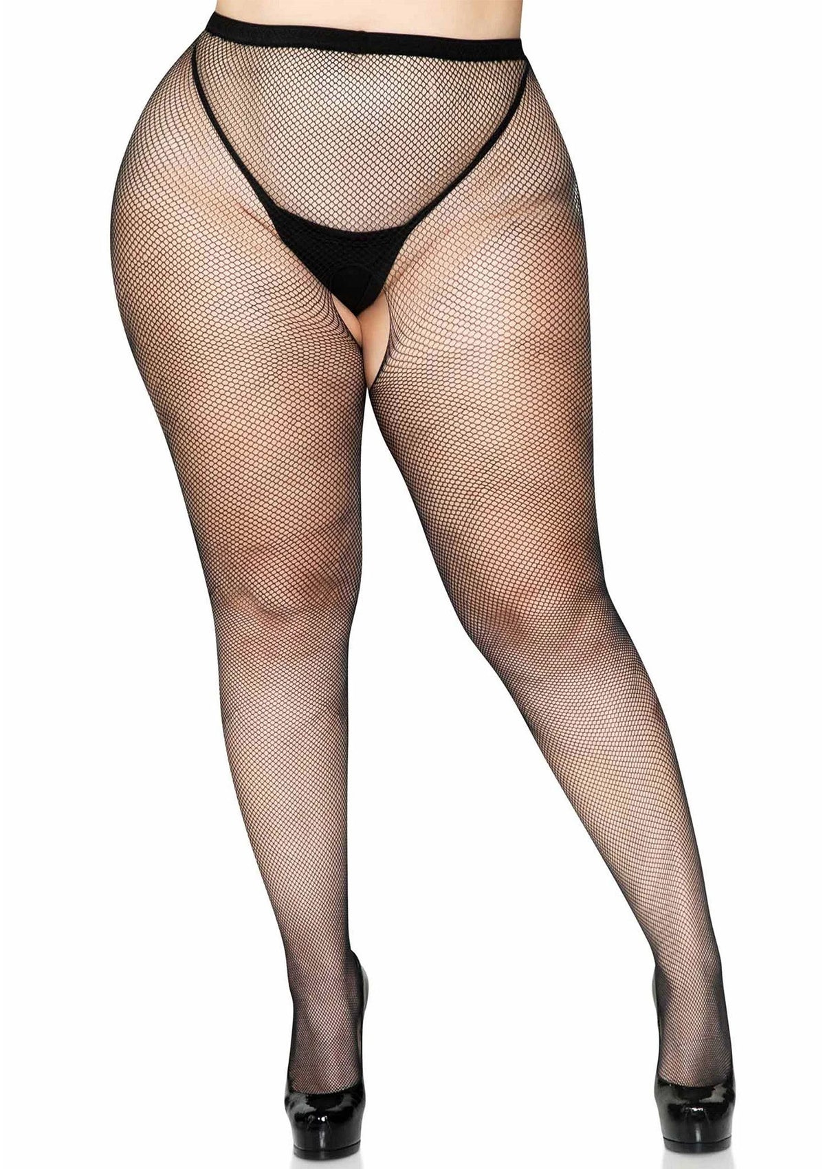 Bestel: Plus Size Crotchless Pantyhose by Leg Avenue - bij Happytoys: de erotische sex webshop | liever Happy dan Easy ⭐⭐⭐⭐⭐ - Default Title - 85033 - BLACK - PLUS