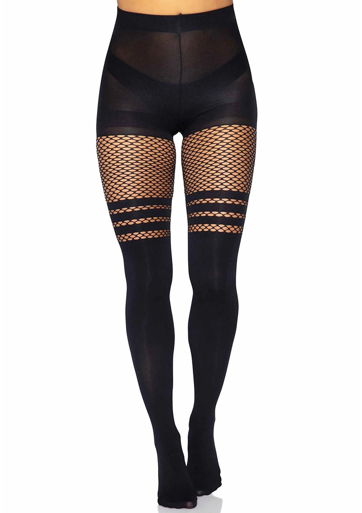 Bestel: Leg Avenue Pantyhose With Fishnet Stripes - bij Happytoys: de erotische sex webshop | liever Happy dan Easy ⭐⭐⭐⭐⭐