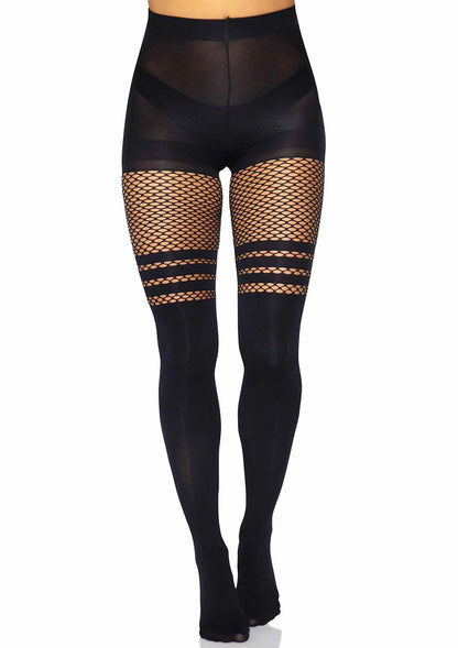 Bestel: Leg Avenue Pantyhose With Fishnet Stripes - bij Happytoys: de erotische sex webshop | liever Happy dan Easy ⭐⭐⭐⭐⭐