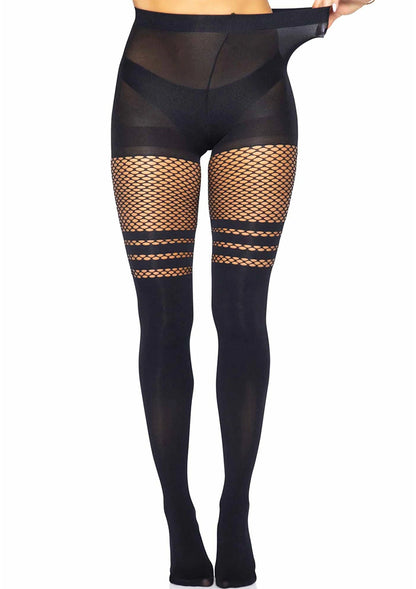 Bestel: Leg Avenue Pantyhose With Fishnet Stripes - bij Happytoys: de erotische sex webshop | liever Happy dan Easy ⭐⭐⭐⭐⭐