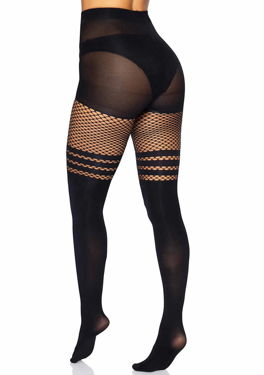 Bestel: Leg Avenue Pantyhose With Fishnet Stripes - bij Happytoys: de erotische sex webshop | liever Happy dan Easy ⭐⭐⭐⭐⭐