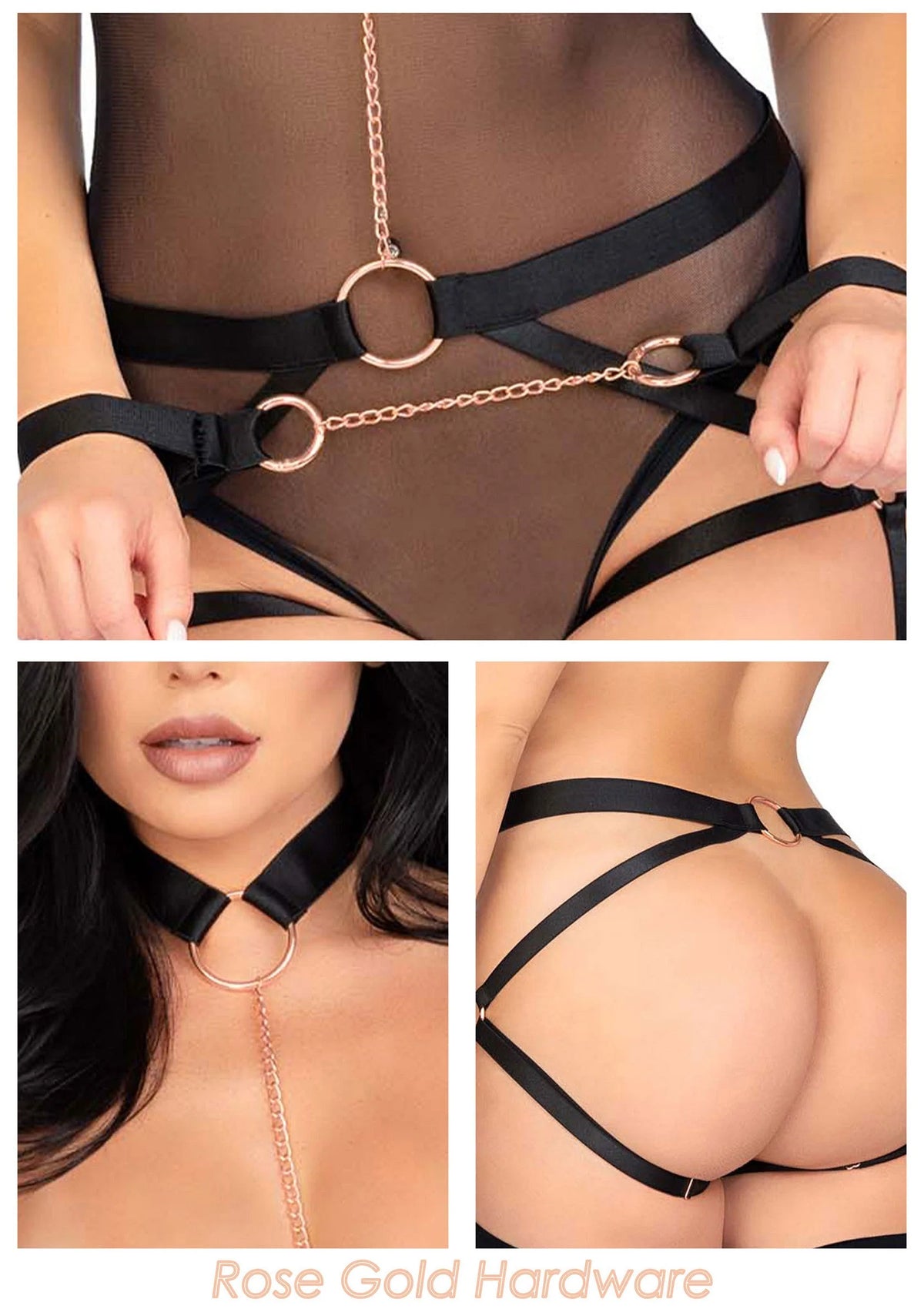 Bestel: Elastic Butt Harness, Choker and Cuffs by Kink - bij Happytoys: de erotische sex webshop | liever Happy dan Easy ⭐⭐⭐⭐⭐