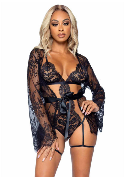 Bestel: Garter Teddy with String Back and Robe by Leg Avenue Very Sexy Lingerie - bij Happytoys: de erotische sex webshop | liever Happy dan Easy ⭐⭐⭐⭐⭐ - Zwart - L - 86608 - BLACK - L