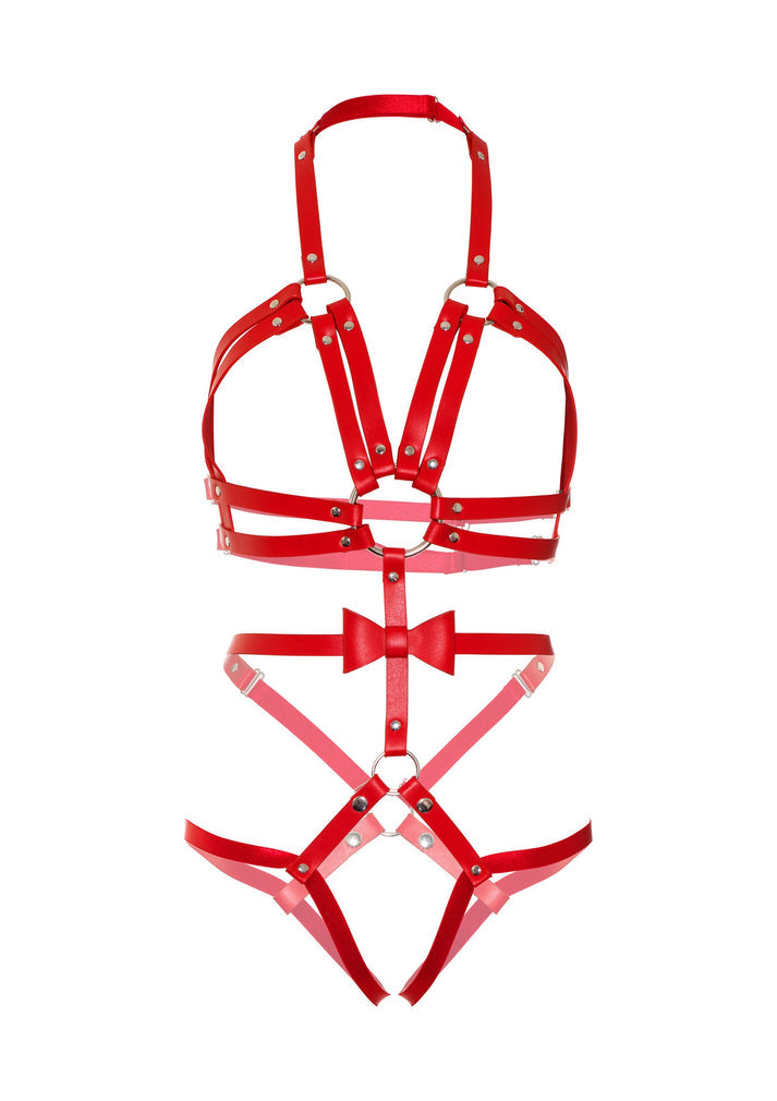 Bestel: Vegan Leather Harness with Bow by Kink - bij Happytoys: de erotische sex webshop | liever Happy dan Easy ⭐⭐⭐⭐⭐