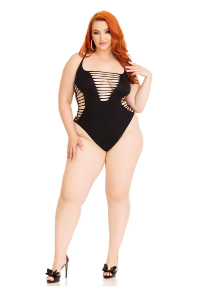 Bestel: Plus Shredded Racer Back Thong Bodysuit by LegAvenue - bij Happytoys: de erotische sex webshop | liever Happy dan Easy ⭐⭐⭐⭐⭐