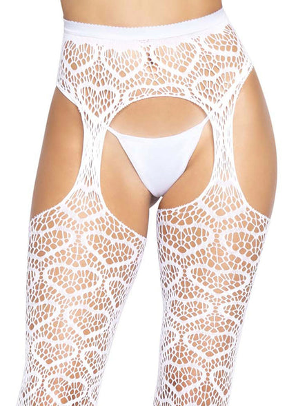 Bestel: Heart Net Suspender Hose by Leg Avenue - bij Happytoys: de erotische sex webshop | liever Happy dan Easy ⭐⭐⭐⭐⭐
