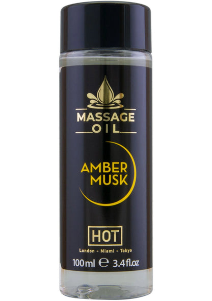 Bestel: Massage Oil 100 ml by Hot - bij Happytoys: de erotische sex webshop | liever Happy dan Easy ⭐⭐⭐⭐⭐ - amber - 90232 - AMBER - 100
