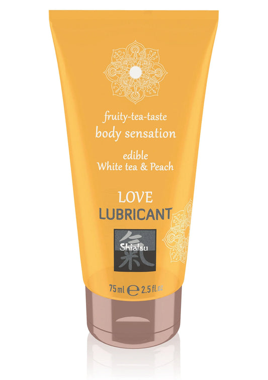 Bestel: Edible Love Lubricant 75 ml Peach by Shiatsu Hot - bij Happytoys: de erotische sex webshop | liever Happy dan Easy ⭐⭐⭐⭐⭐ - Default Title - 90452 - PEACH - 75