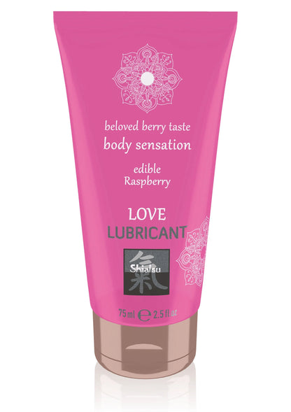 Bestel: Edible Love Lubricant 75 ml Raspberry by Shiatsu Hot - bij Happytoys: de erotische sex webshop | liever Happy dan Easy ⭐⭐⭐⭐⭐ - Default Title - 90452 - RASPBERRY - 75