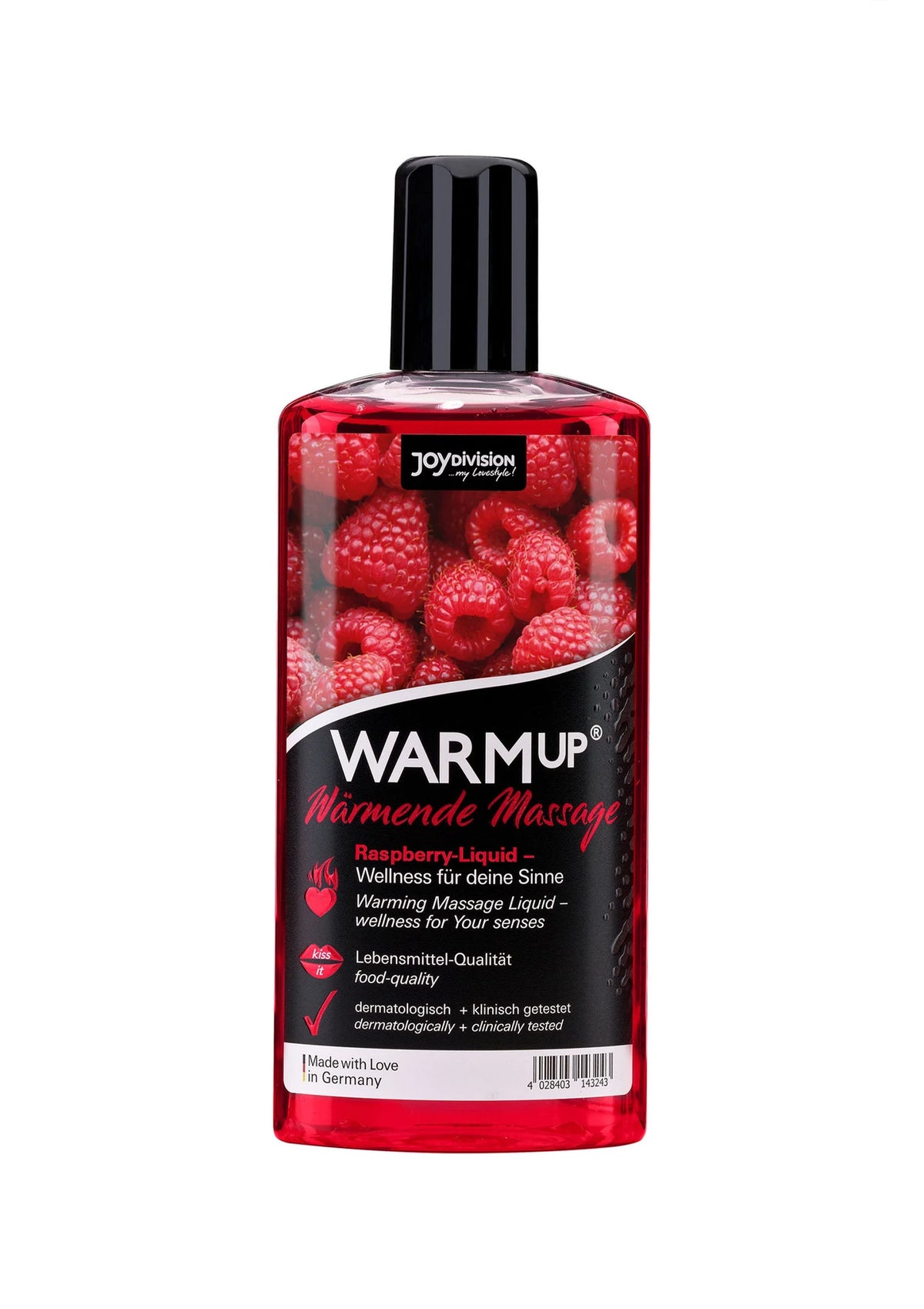 Bestel: Warmup Massage Oil 150 ml by Joy Division - bij Happytoys: de erotische sex webshop | liever Happy dan Easy ⭐⭐⭐⭐⭐ - Raspberry - 93539 - RASPBERRY - 150