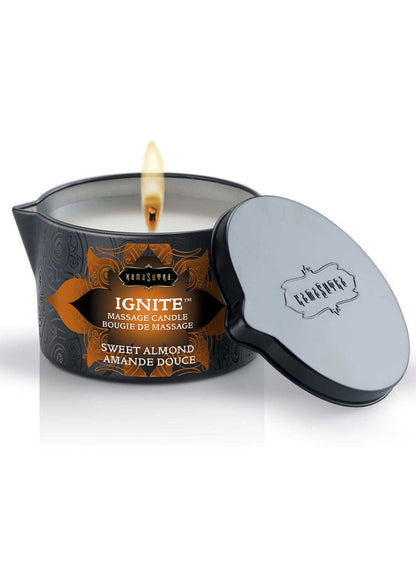 Bestel: Ignite Massage Candle 170 gr by Kamasutra - bij Happytoys: de erotische sex webshop | liever Happy dan Easy ⭐⭐⭐⭐⭐ - Almond - 94006 - ALMOND - 170