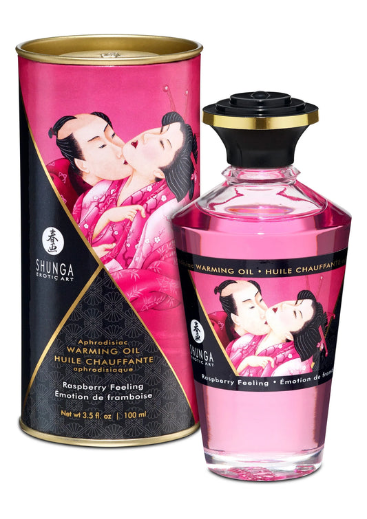 Bestel: Aphrodisiac Warming Oil - Raspberry 100 ml by Shunga - bij Happytoys: de erotische sex webshop | liever Happy dan Easy ⭐⭐⭐⭐⭐ - Default Title - 94512 - RASPBERRY - 100