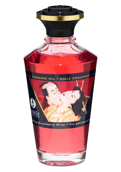 Bestel: Warming Oil - Sparkling Strawberry Wine - 100 ml by Shunga - bij Happytoys: de erotische sex webshop | liever Happy dan Easy ⭐⭐⭐⭐⭐