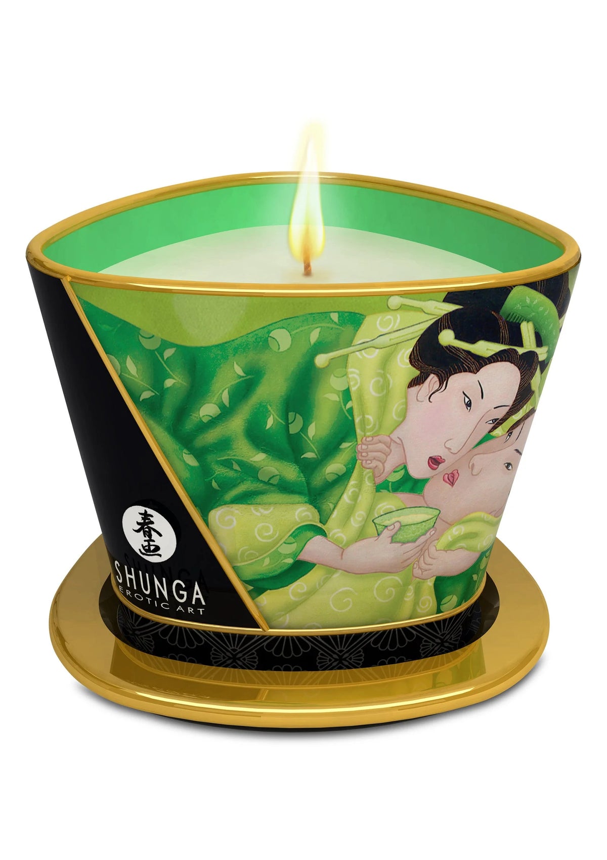 Bestel: Massage candle 170 ml by Shunga - bij Happytoys: de erotische sex webshop | liever Happy dan Easy ⭐⭐⭐⭐⭐ - Green Tea - 94513 - GREENTEA - 170