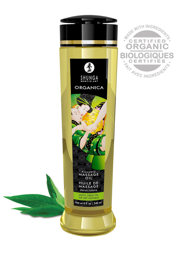 Bestel: Organica Kissable Oil by Shunga - bij Happytoys: de erotische sex webshop | liever Happy dan Easy ⭐⭐⭐⭐⭐ - Green Tea - 94514 - GREENTEA - 240