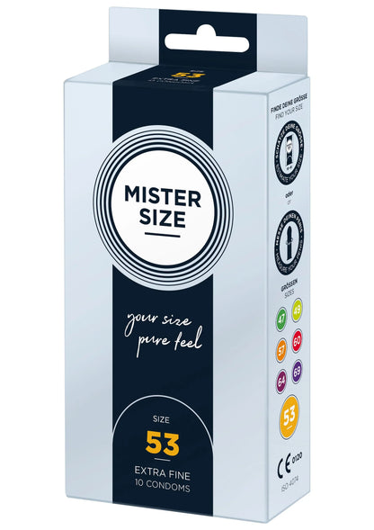 Bestel: 53mm Condoms 10pcs by Mister Size - bij Happytoys: de erotische sex webshop | liever Happy dan Easy ⭐⭐⭐⭐⭐