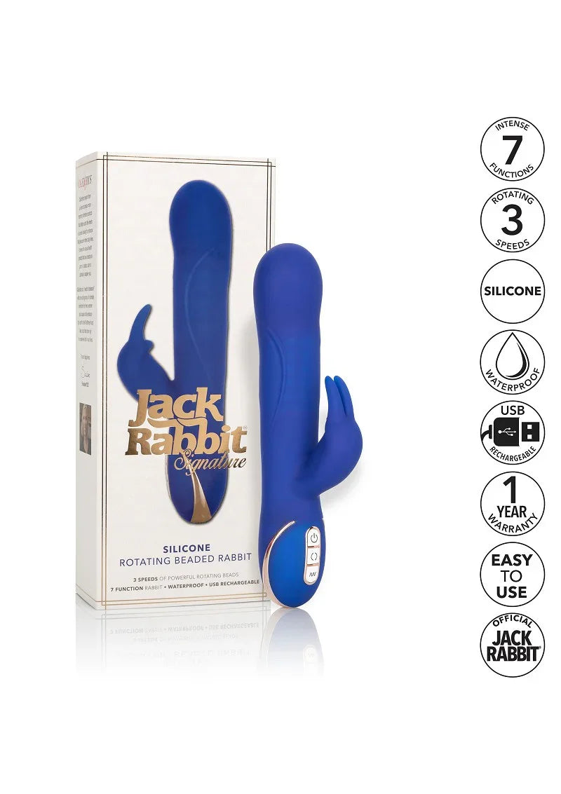 Jack Rabbit Signature Silicone Rotating Beaded Rabbit vibrator by CalExotics - Happytoys Sexshop: online sex shop for Feeling Happy & Easy 😊 - Discreet geleverd
