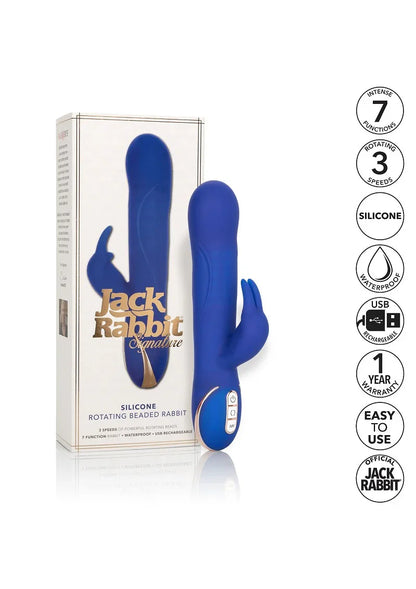 Jack Rabbit Signature Silicone Rotating Beaded Rabbit vibrator by CalExotics - Happytoys Sexshop: online sex shop for Feeling Happy & Easy 😊 - Discreet geleverd