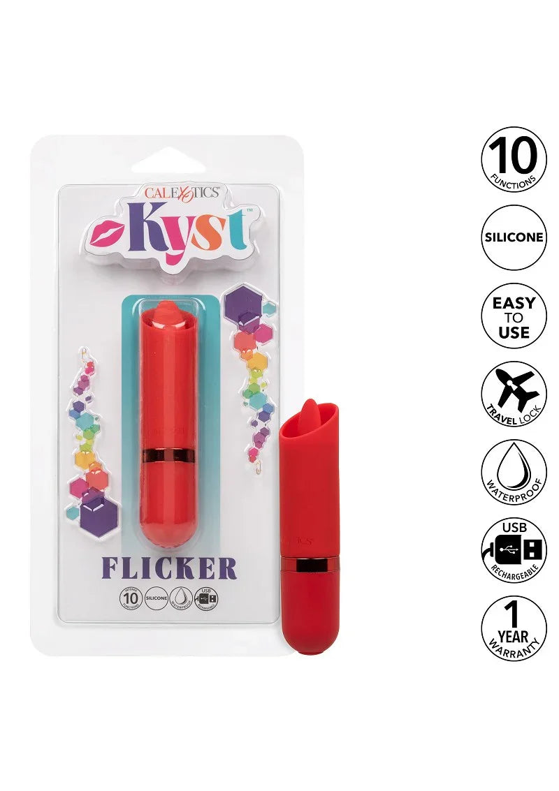 Kyst Flicker mini lipstick vibrator met tong by CalExotics - Happytoys Sexshop: online sex shop for Feeling Happy & Easy 😊 - Discreet geleverd