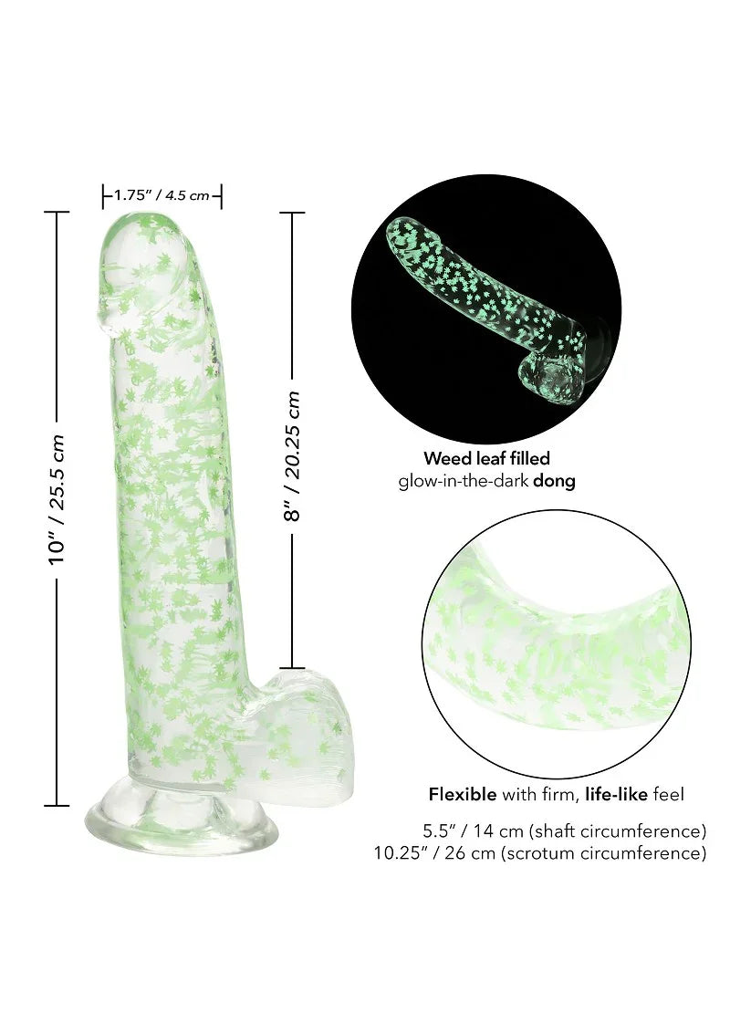 Naughty Bits I Leaf Dick Glow-In-The-Dark Weed Leaf Dildo by CalExotics - Happytoys Sexshop: online sex shop for Feeling Happy & Easy 😊 - Discreet geleverd