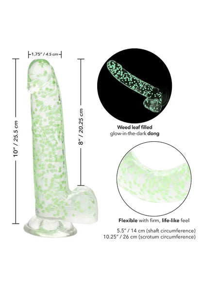 Naughty Bits I Leaf Dick Glow-In-The-Dark Weed Leaf Dildo by CalExotics - Happytoys Sexshop: online sex shop for Feeling Happy & Easy 😊 - Discreet geleverd