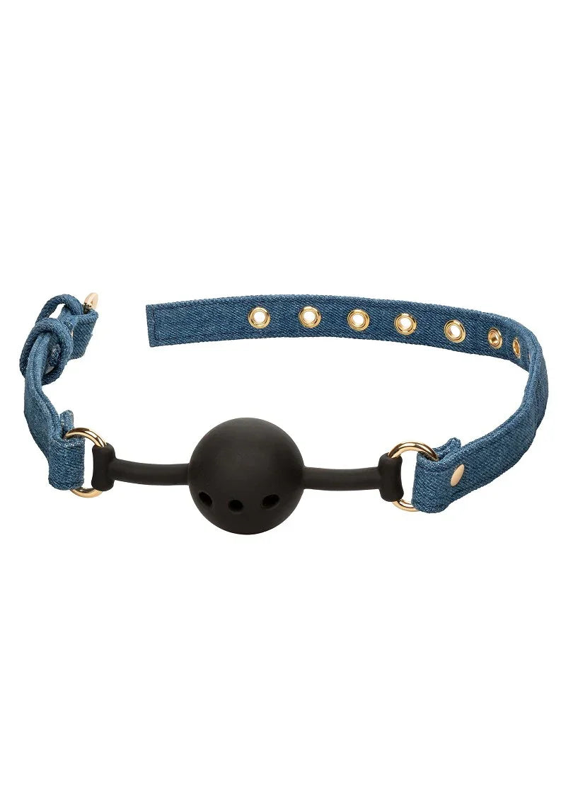Ride 'em Premium Denim Collection Ball Gag by CalExotics - Happytoys Sexshop: online sex shop for Feeling Happy & Easy 😊 - Discreet geleverd