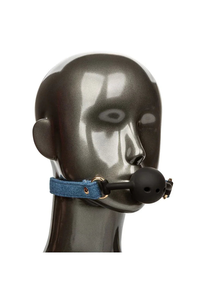 Ride 'em Premium Denim Collection Ball Gag by CalExotics - Happytoys Sexshop: online sex shop for Feeling Happy & Easy 😊 - Discreet geleverd