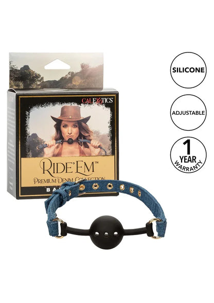 Ride 'em Premium Denim Collection Ball Gag by CalExotics - Happytoys Sexshop: online sex shop for Feeling Happy & Easy 😊 - Discreet geleverd