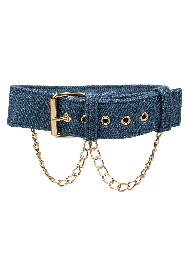 Ride 'em Premium Denim Collection Collar with Leash by CalExotics - Happytoys Sexshop: online sex shop for Feeling Happy & Easy 😊 - Discreet geleverd