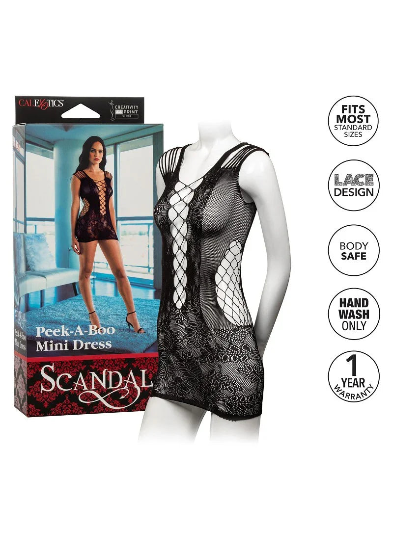 ♀ CalExotics Scandal Peek-A-Boo Mini Dress - Happytoys Sexshop: online sex shop for Feeling Happy & Easy 😊 - Discreet geleverd