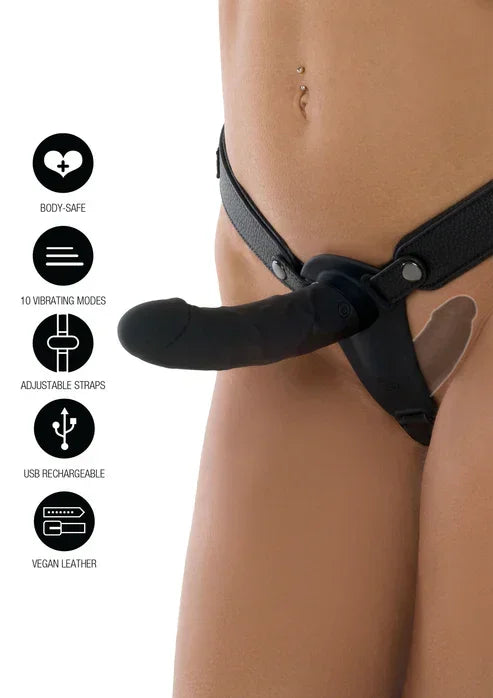 Double Vibrating Pleasure Penis Strapon 14 cm @ Hidden Desire - Happytoys Sexshop: online sex shop for Feeling Happy & Easy 😊 - Discreet geleverd