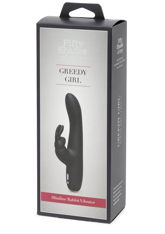 Greedy Girl Rechargeable Slimline Rabbit Vibrator Fifty Shades of Grey - Happytoys Sexshop: online sex shop for Feeling Happy & Easy 😊 - Discreet geleverd