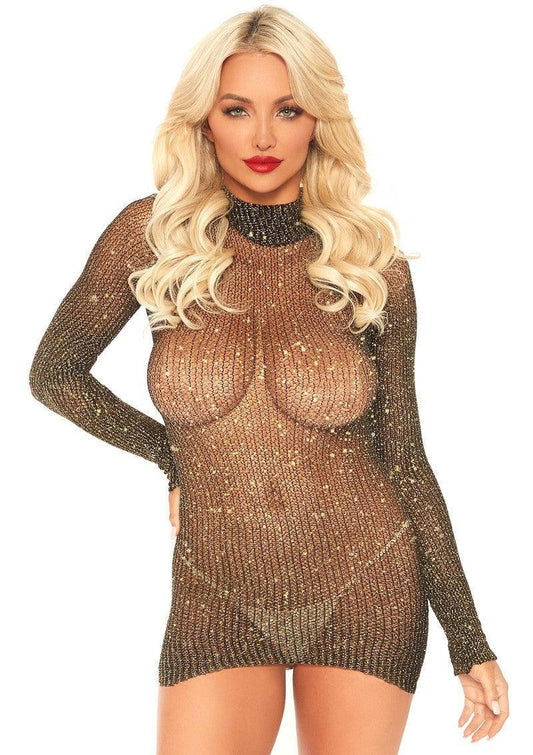 Leg Avenue Lurex sleeved fishnet Jurkje - Happytoys Sexshop: online sex shop for Feeling Happy & Easy 😊 - Discreet geleverd