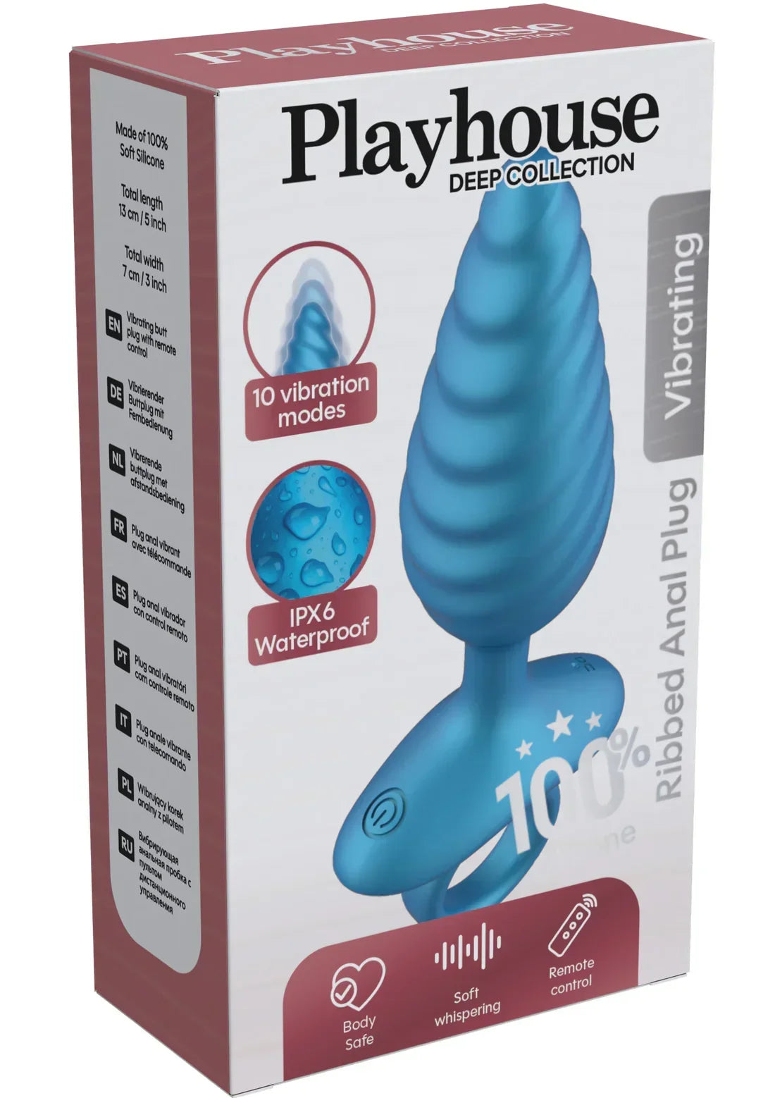Ribbed Anal Plug Vibrating + Remote by Playhouse