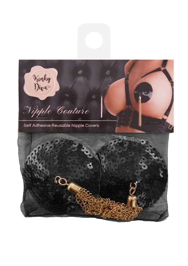 Sequin Nipple Covers w Chain by Kinky Diva - Happytoys Sexshop: online sex shop for Feeling Happy & Easy 😊 - Discreet geleverd