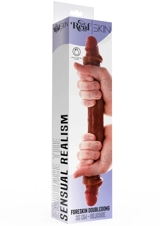 Get Real Silicone Foreskin Double Dong 35 cm @ ToyJoy - Happytoys Sexshop: online sex shop for Feeling Happy & Easy 😊 - Discreet geleverd
