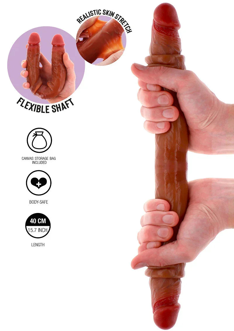 Get Real Silicone Foreskin Double Dong 40 cm @ ToyJoy - Happytoys Sexshop: online sex shop for Feeling Happy & Easy 😊 - Discreet geleverd