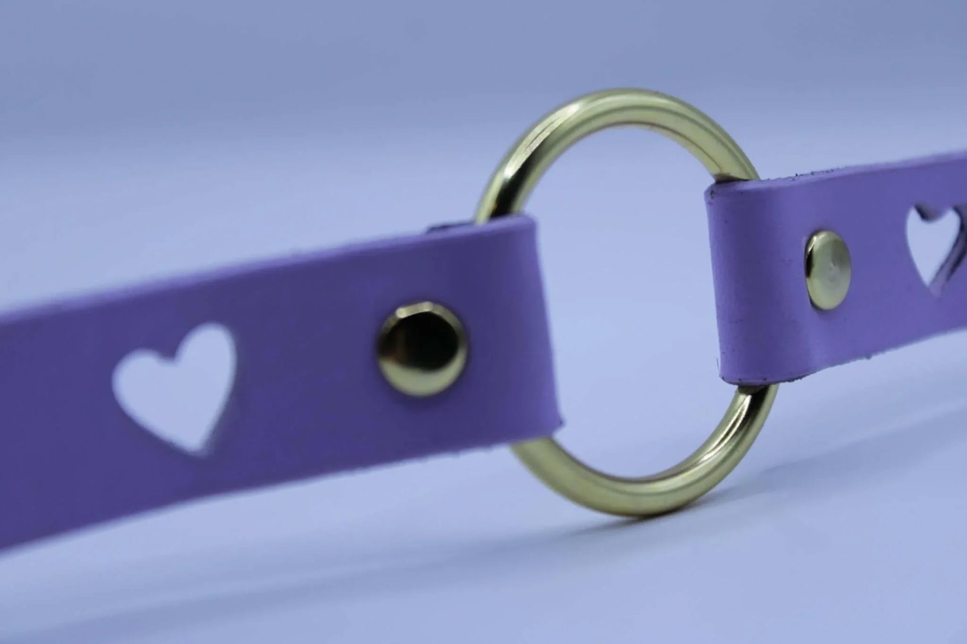 Heart Cutout Leather Choker with Gold O-Ring Slave Collar - Happytoys Sexshop: online sex shop for Feeling Happy & Easy 😊 - Discreet geleverd