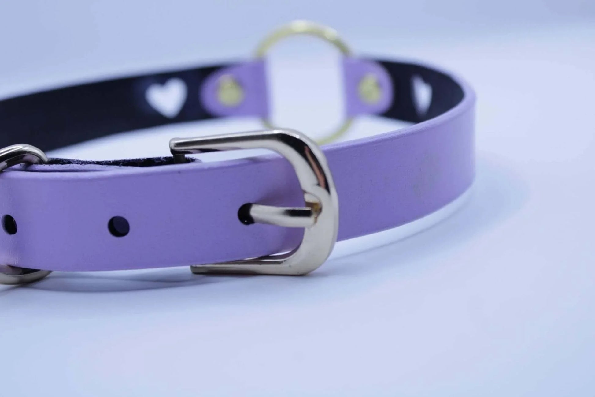 Heart Cutout Leather Choker with Gold O-Ring Slave Collar - Happytoys Sexshop: online sex shop for Feeling Happy & Easy 😊 - Discreet geleverd