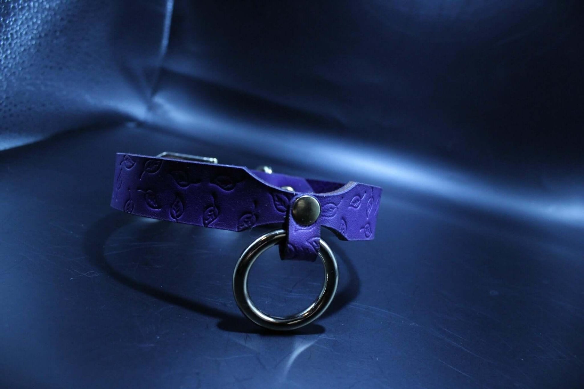 Choker Collar Elegant Purple Leaf O-Ring BDSM Slave Collar - Happytoys Sexshop: online sex shop for Feeling Happy & Easy 😊 - Discreet geleverd